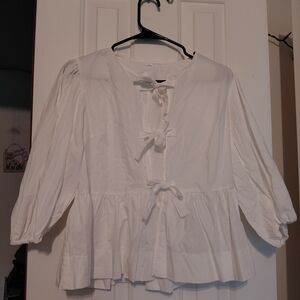Chic White Blouse with Bow Accents